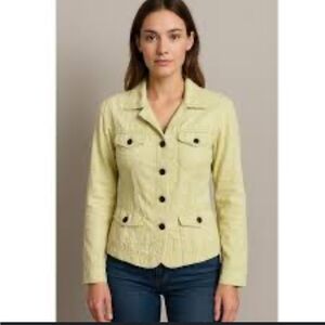 J Jill 100% Linen Jacket yellow size SP layering cool fall night‎ work wear